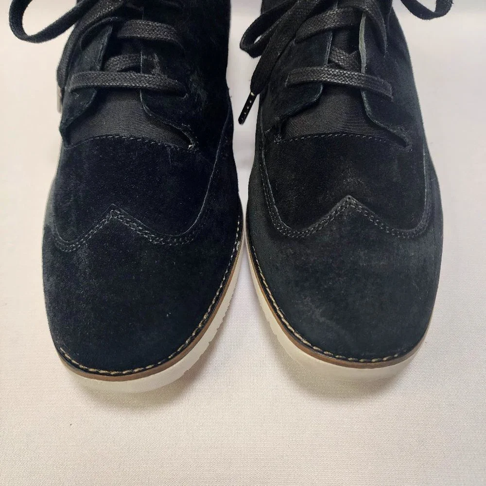 Women's Hush Puppies Wing Toe Black Suede Loafers - Picture 2 of 12
